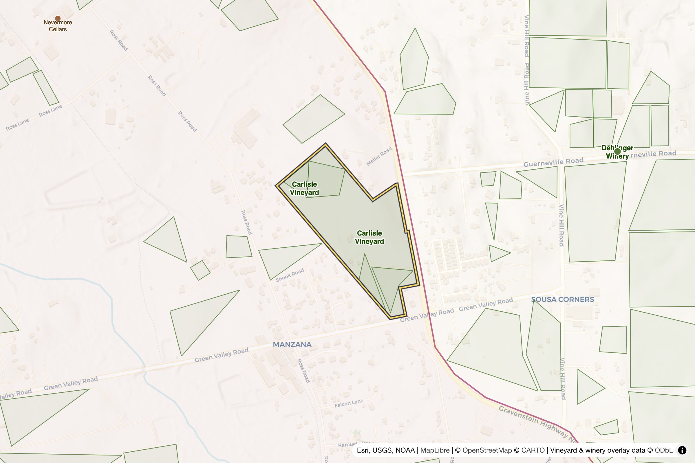 Map of Carlisle Vineyard