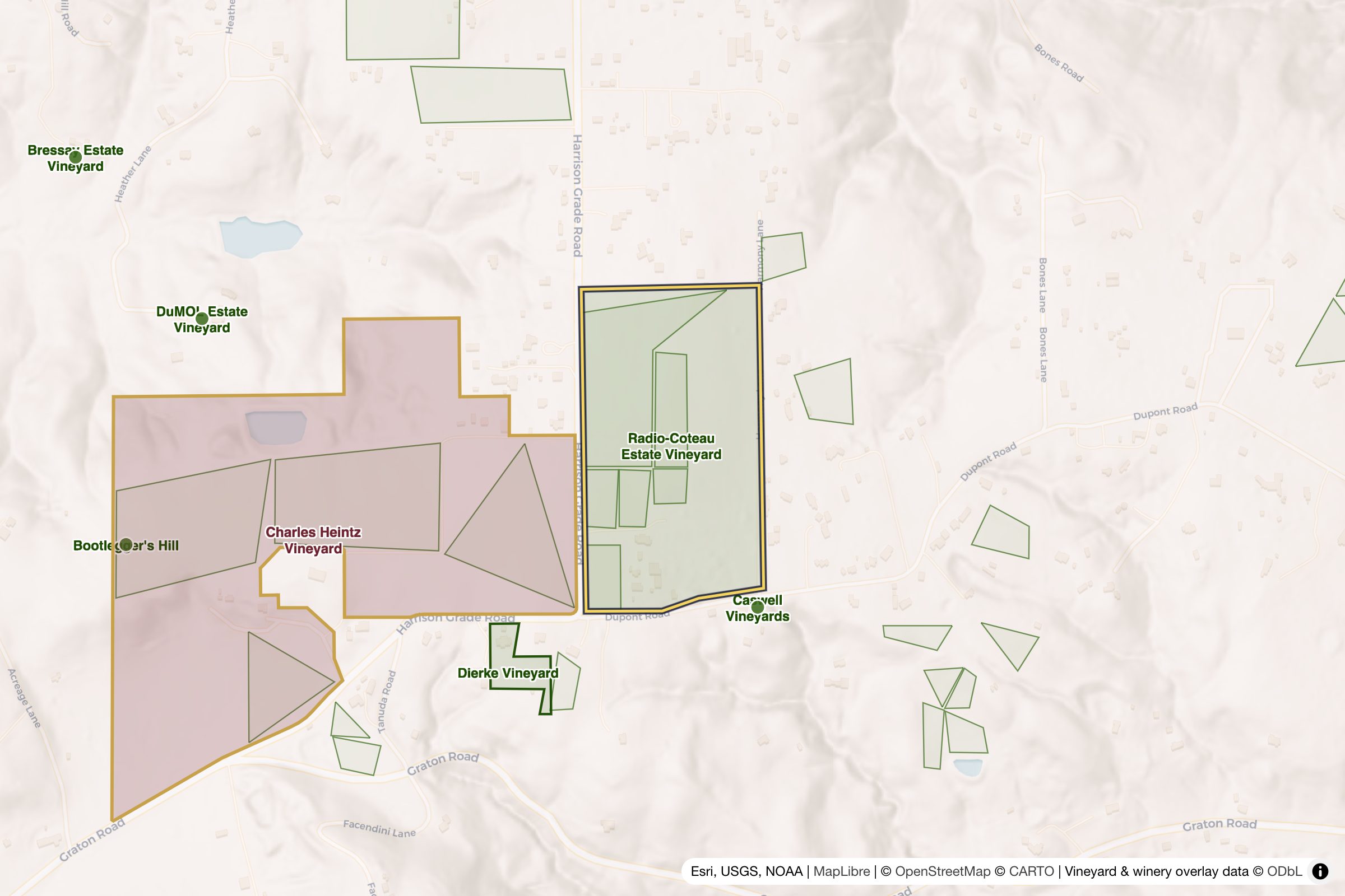 Map of Radio-Coteau Estate Vineyard