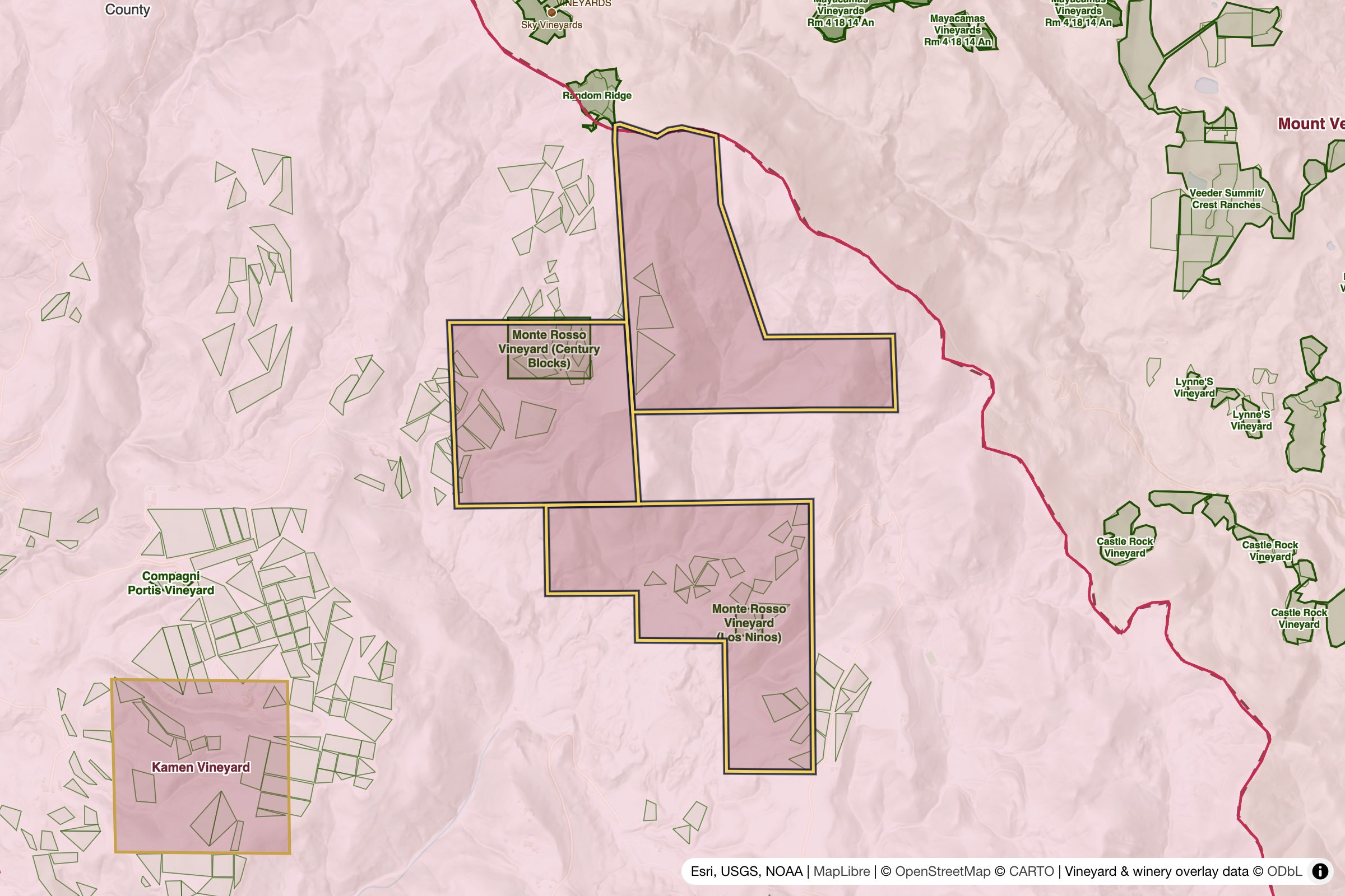 Map of Monte Rosso Vineyard