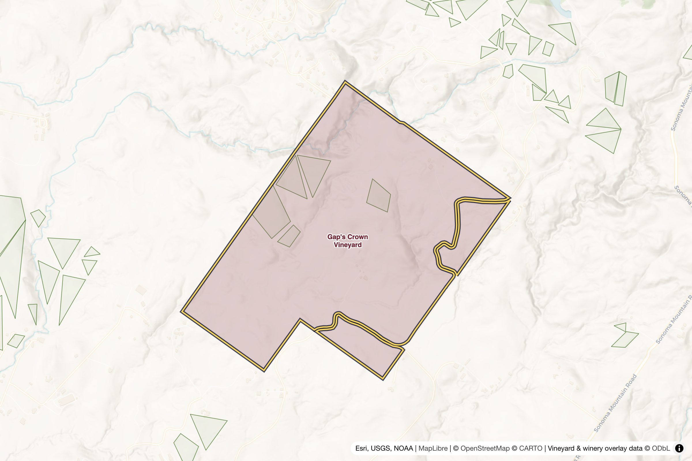 Map of Gap's Crown Vineyard