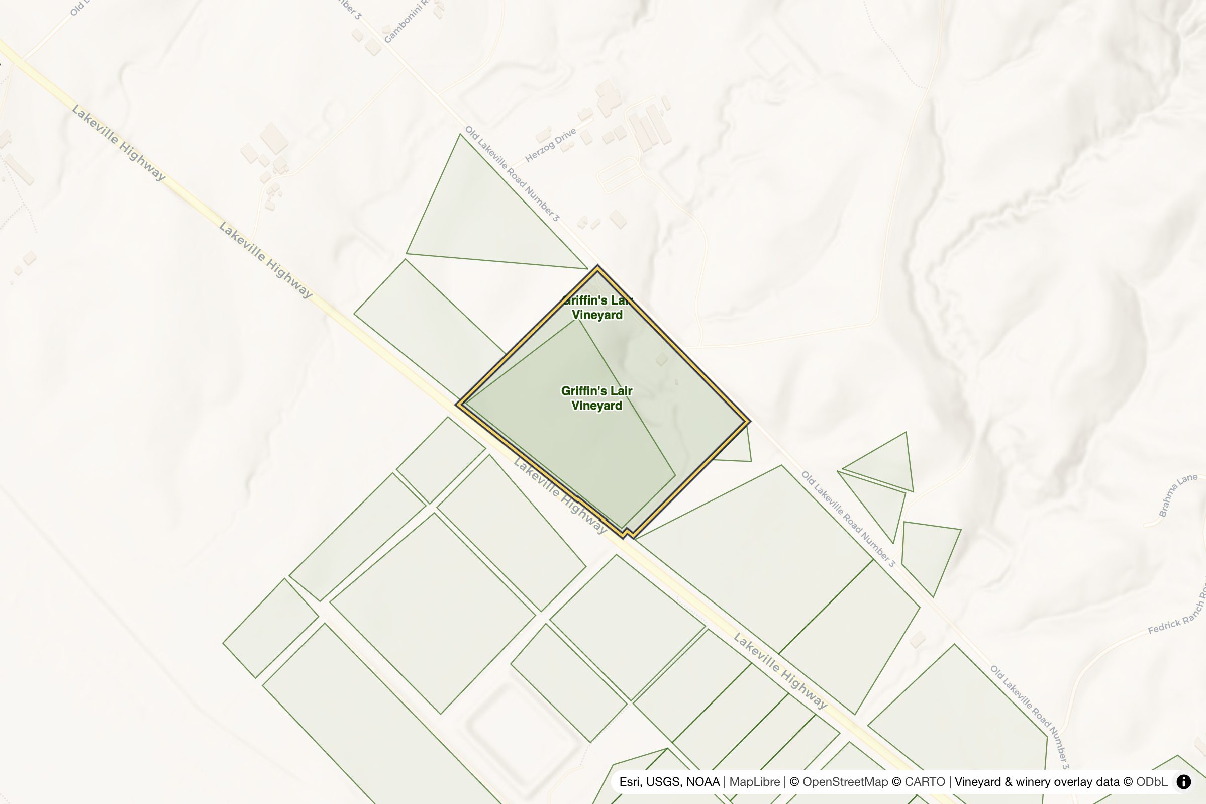 Map of Griffin's Lair Vineyard