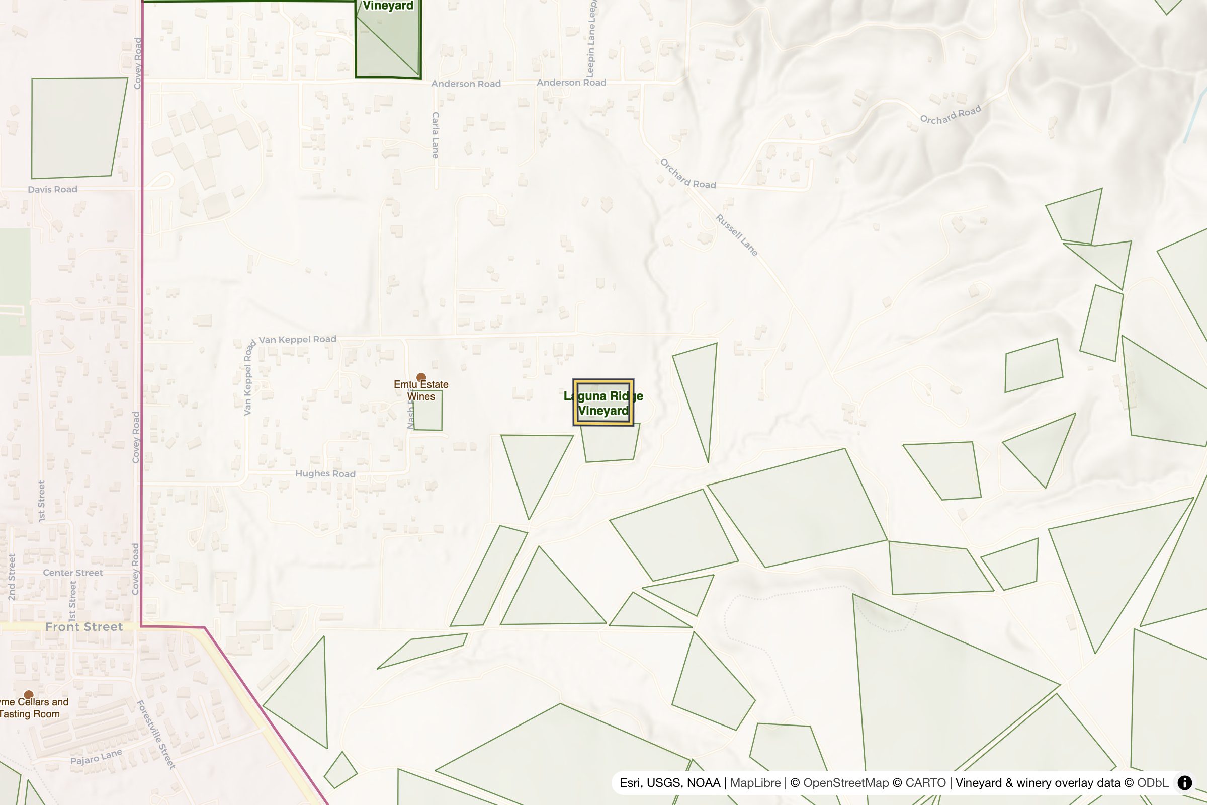 Map of Laguna Ridge Vineyard