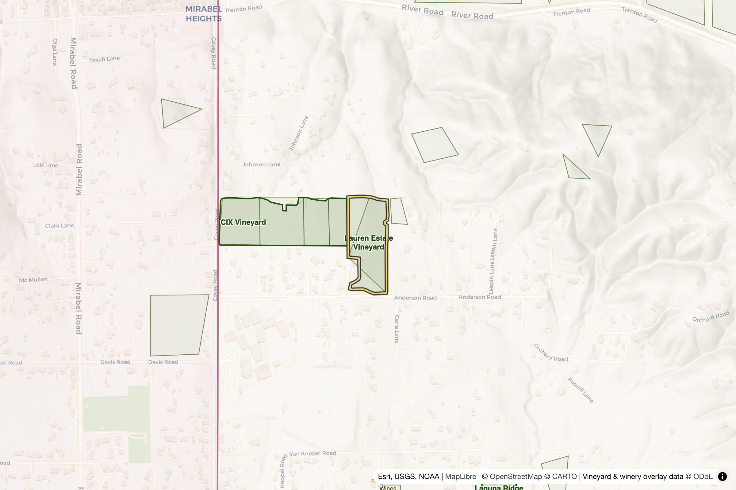 Map of Lauren Estate Vineyard