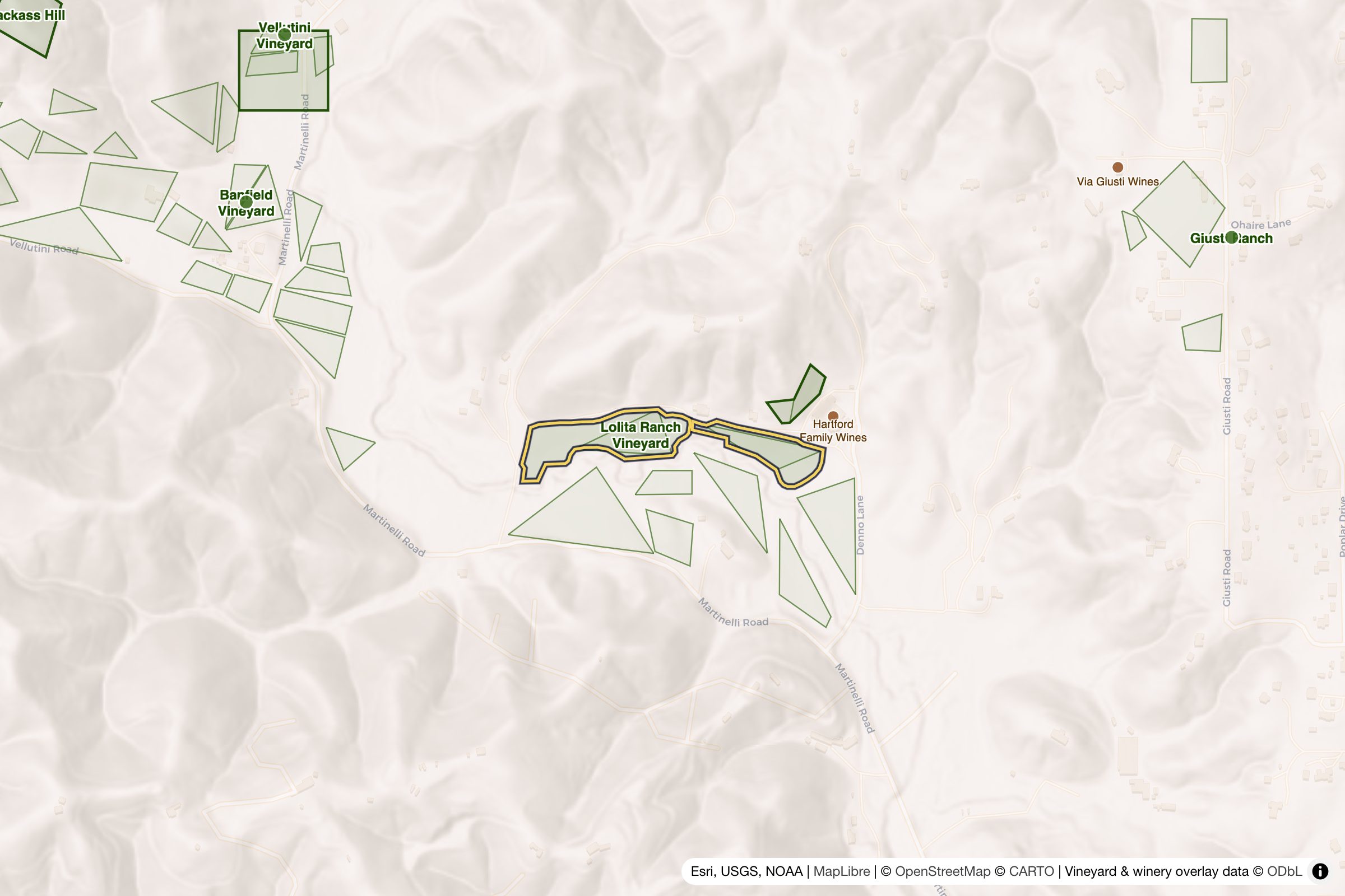 Map of Lolita Ranch Vineyard