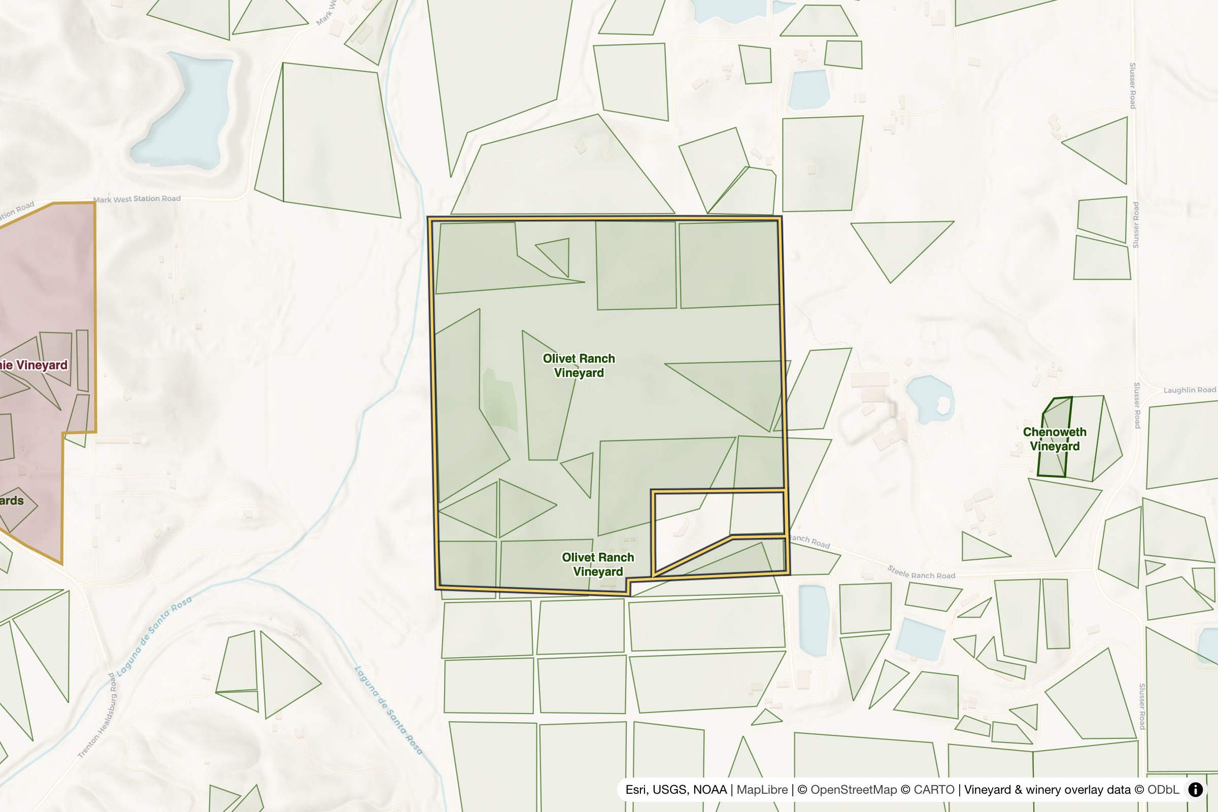 Map of Olivet Ranch Vineyard