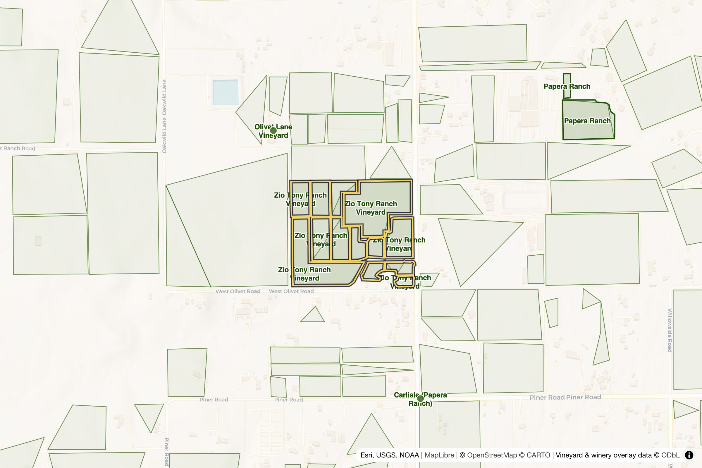 Map of Zio Tony Ranch Vineyard