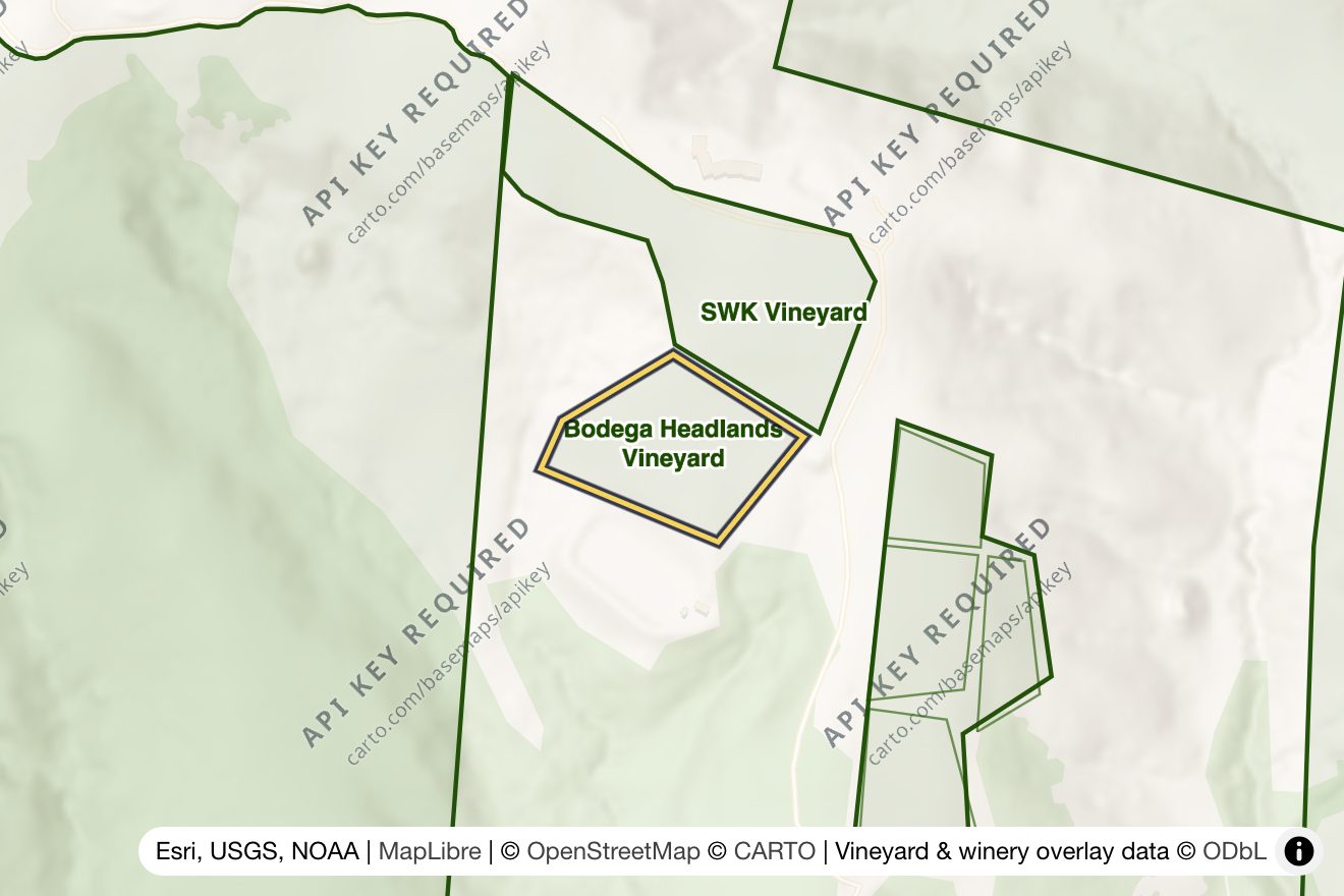 Map of Bodega Headlands Vineyard
