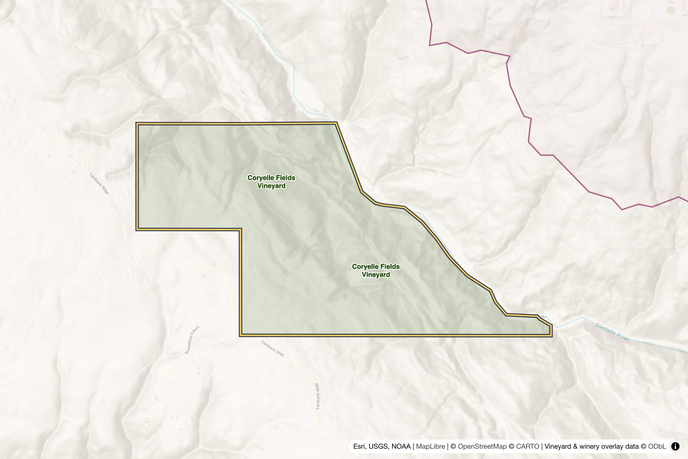 Map of Coryelle Fields Vineyard