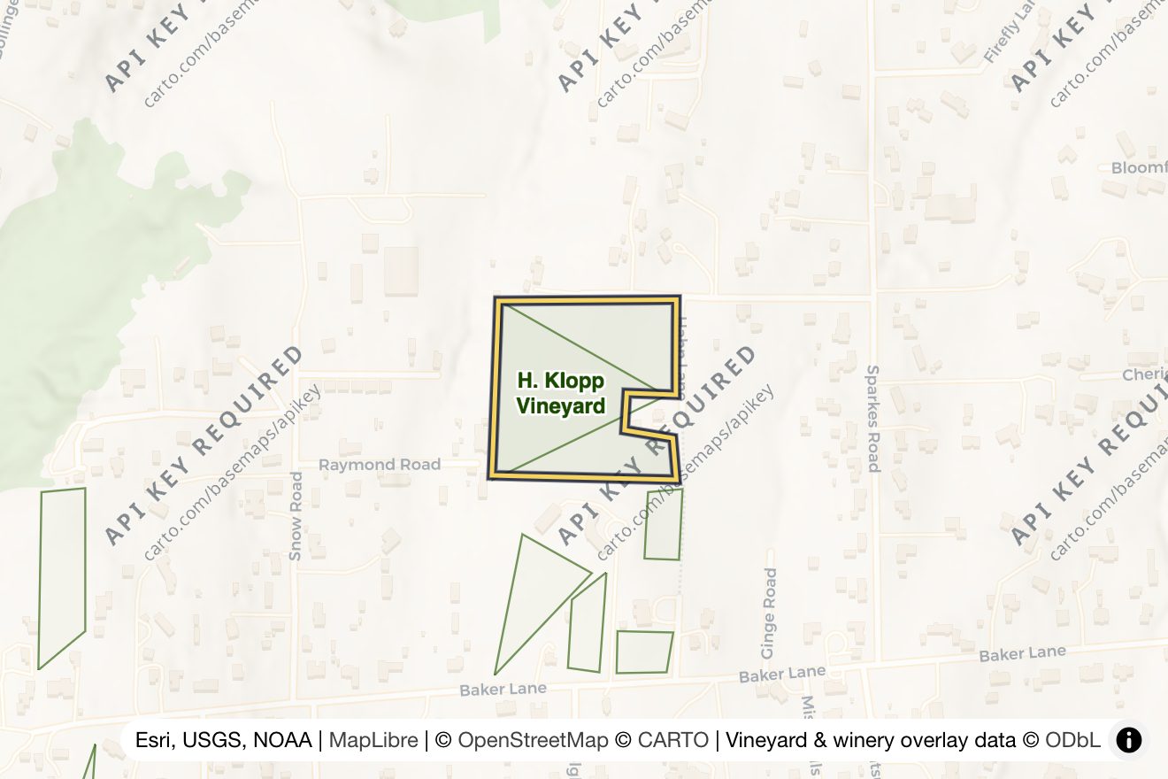 Map of H. Klopp Vineyard