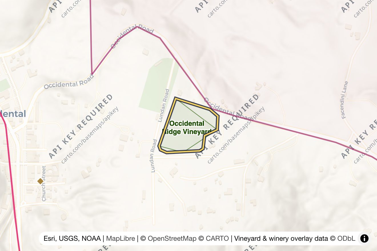 Map of Occidental Ridge Vineyard