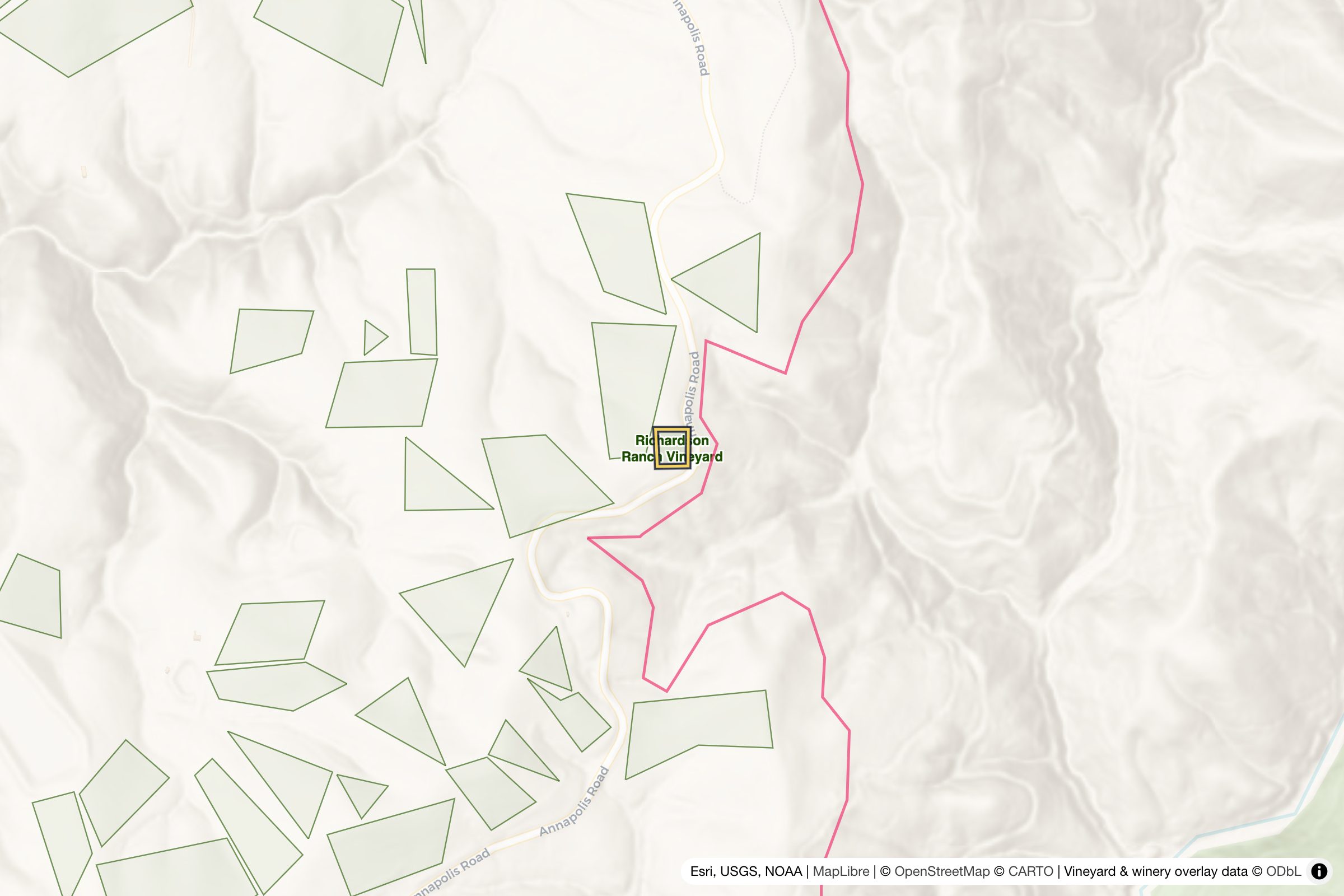 Map of Richardson Ranch Vineyard