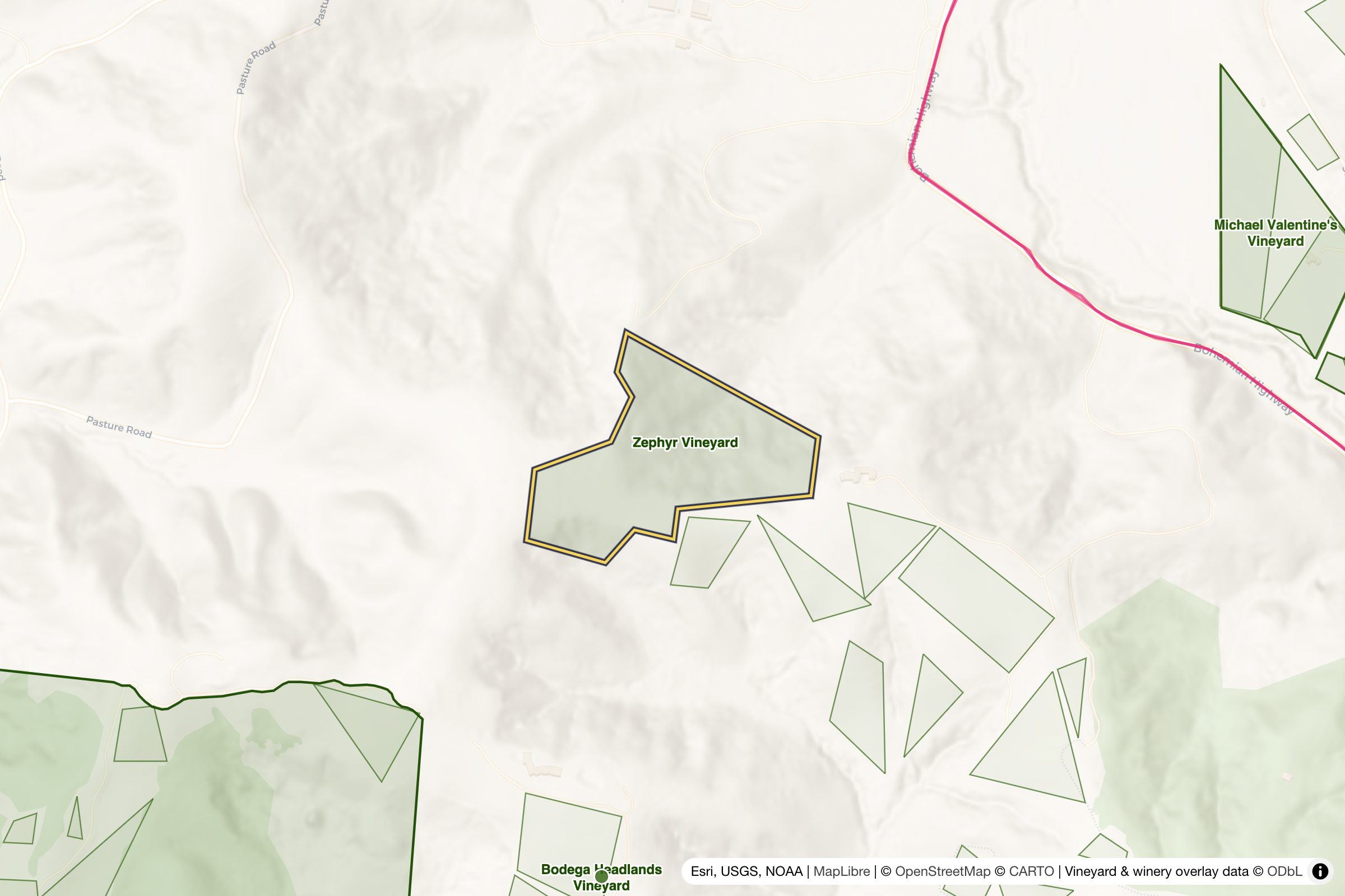 Map of Zephyr Vineyard