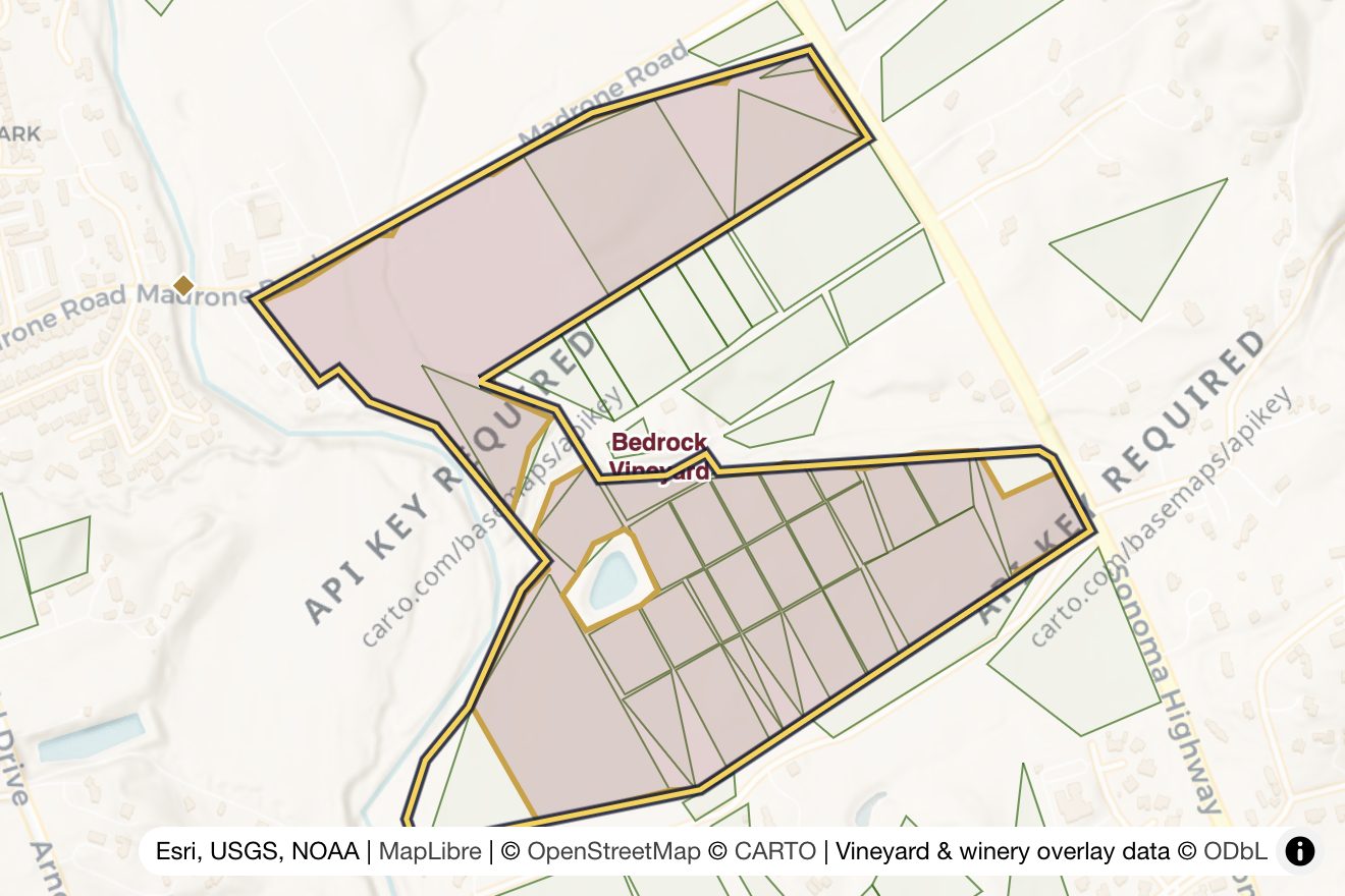 Map of Bedrock Vineyard