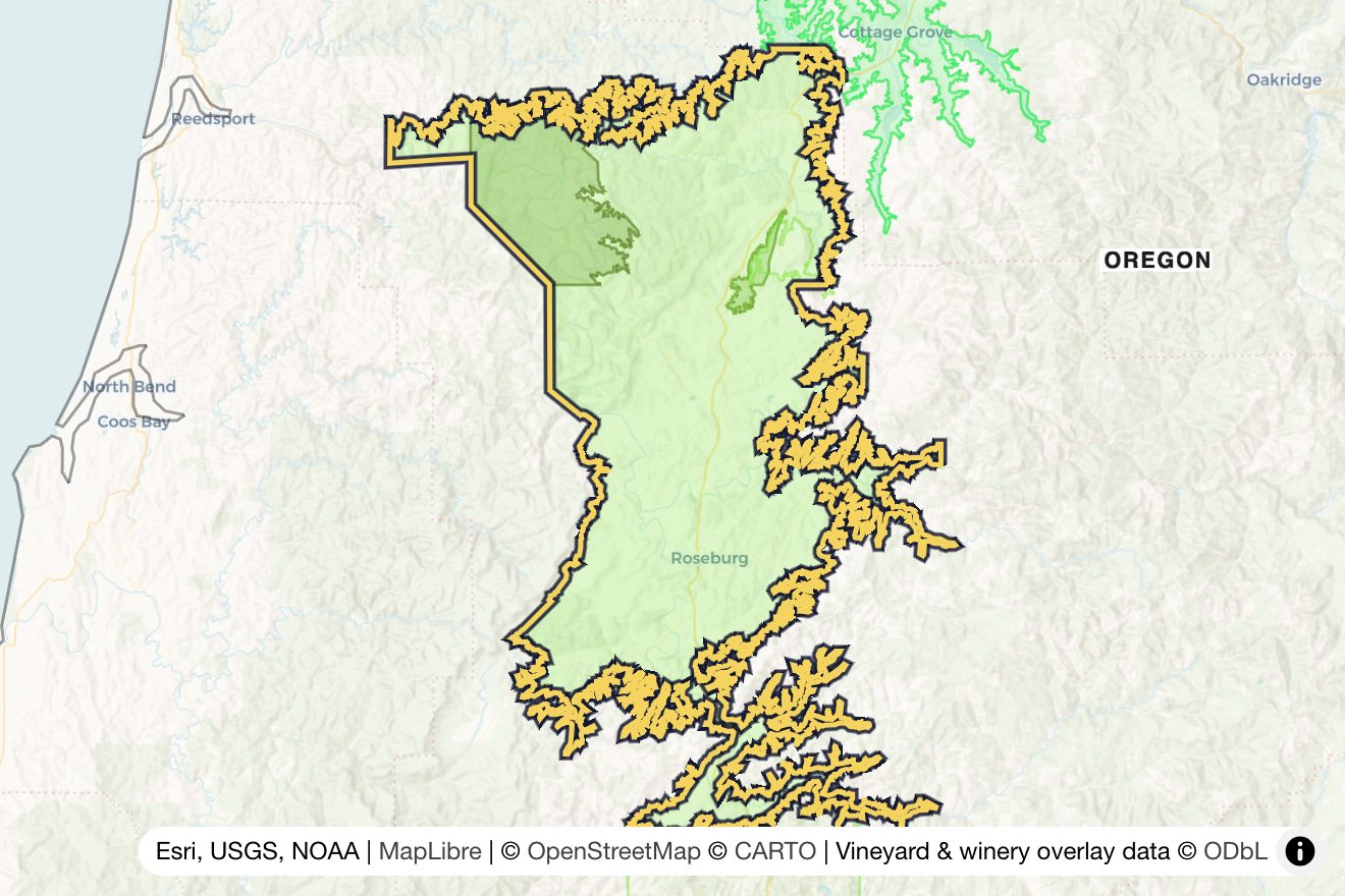 Map of Umpqua Valley