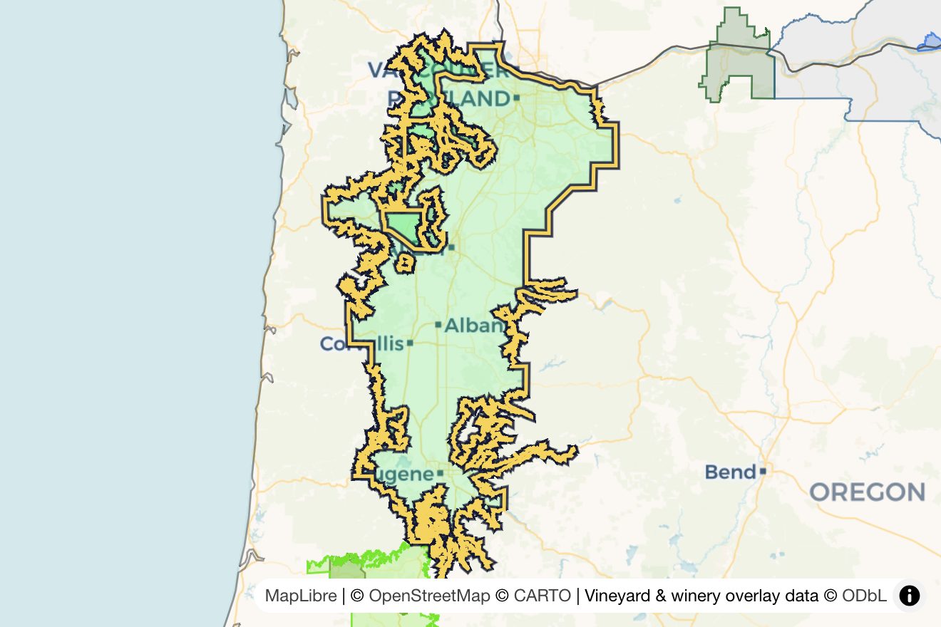 Map of Willamette Valley