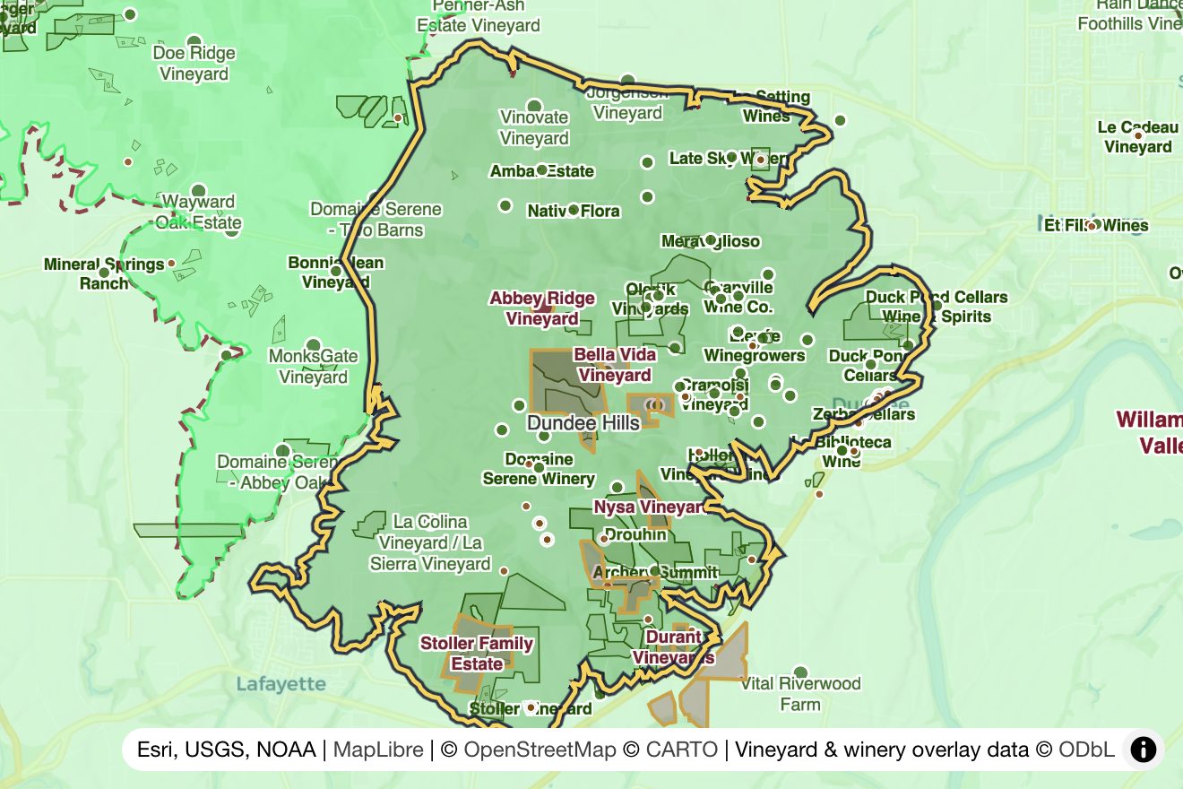 Map of Dundee Hills