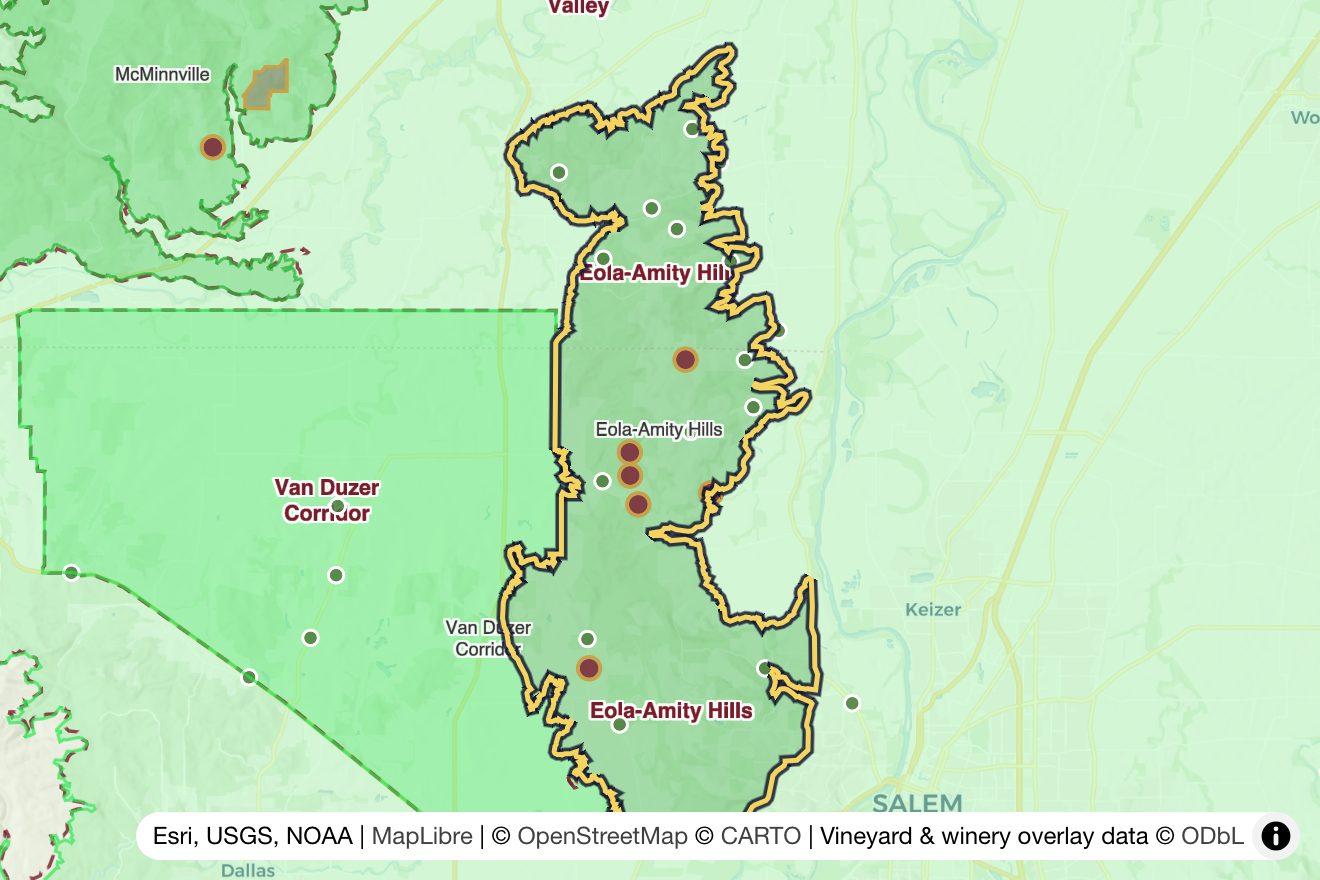 Map of Eola-Amity Hills