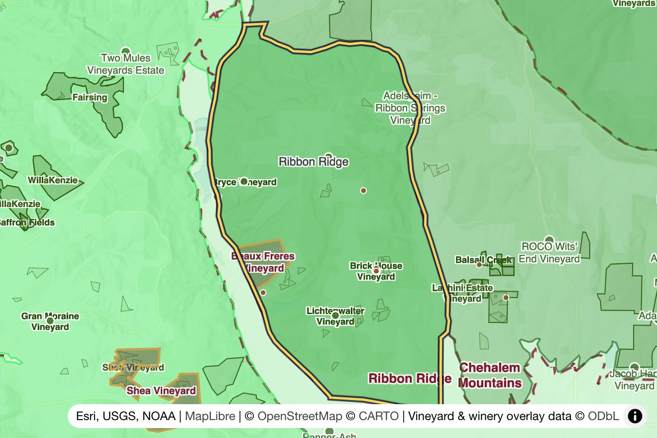 Map of Ribbon Ridge