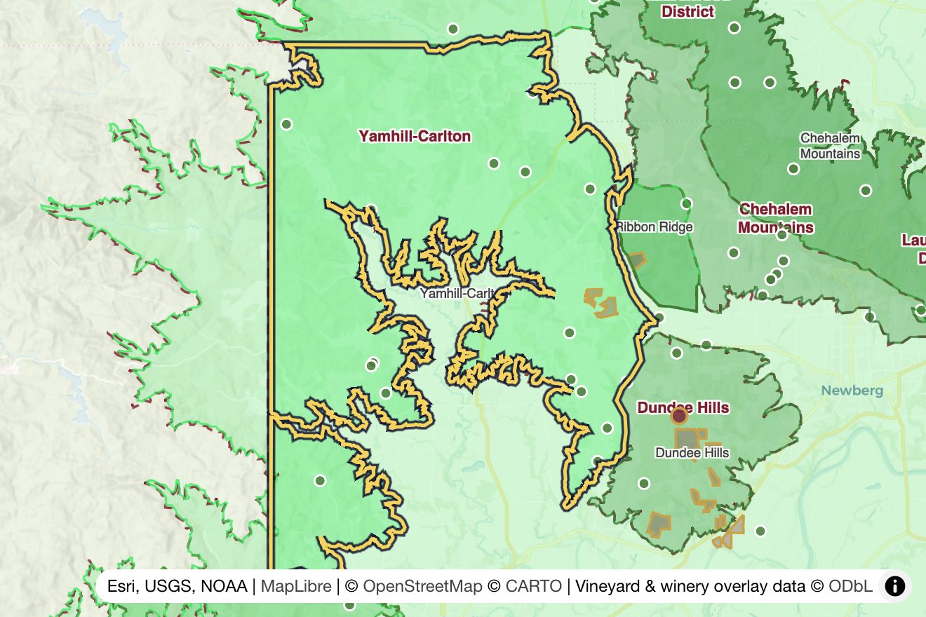 Map of Yamhill-Carlton